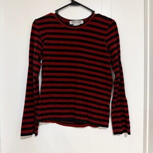 Comme des Garcons Red and Black Striped Top